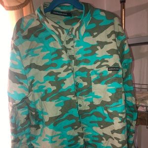 Calvin Klein Jeans Turquoise Camo Shirt